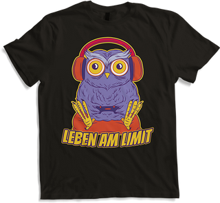 Produktbild von T-Shirt Leben am Limit Eule lustiger Gamer Spruch Jungen Mädchen
