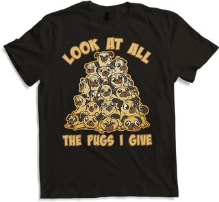 Produktbild von T-Shirt Look at all the pugs I give Cheeky Dog Funny Pug Spruch