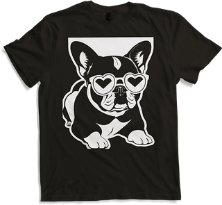 Produktbild von T-Shirt Lustige französische Bulldogge mit Sonnenbrille Französische Bulldoggen