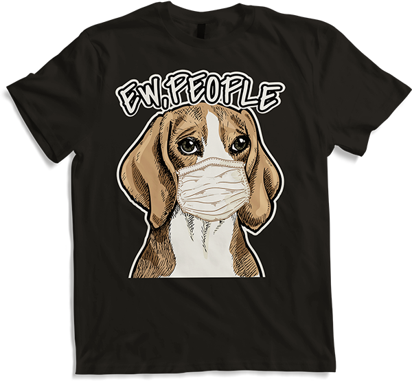 Produktbild von T-Shirt Lustiger Ew Leute Spruch Hund Beagle trägt Gesichtsmaske