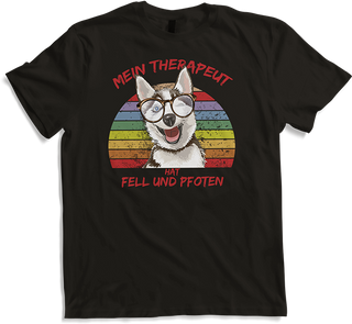 Produktbild von T-Shirt Lustiger Husky | Mein Therapeut hat Fell und Pfoten | Spruch