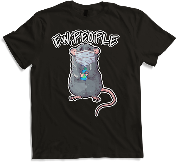 Produktbild von T-Shirt Lustiges Tier Ratte mit Gesichtsschutz