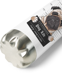 Produktbild vom Boden der Thermoflasche Lustiges krimineller Mops T-Shirt mit der Zahl PI - Pug Life
