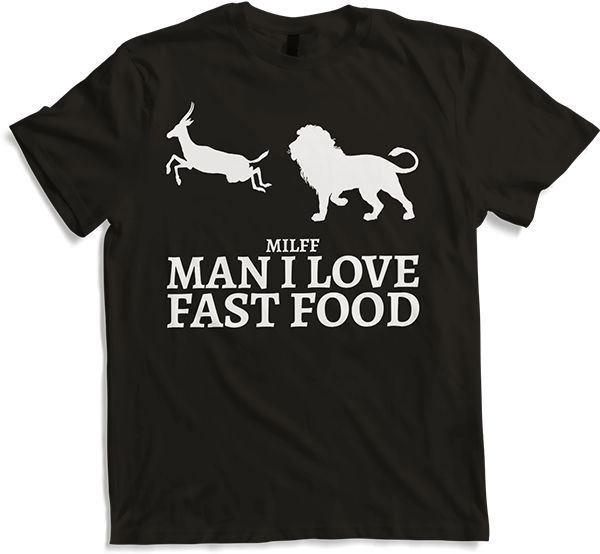 Produktbild von T-Shirt Man I Love Fast Food Jagd Löwe Antelo Lustiger Jäger Spruch