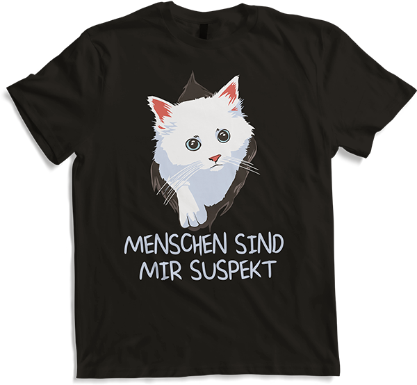 Produktbild von T-Shirt Menschen sind mir suspekt Kaffee Kätzchen Katzen Sprüche