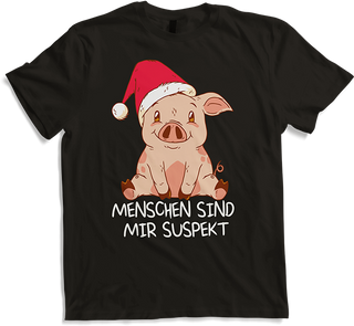 Produktbild von T-Shirt Menschen sind mir suspekt Nikolaus Schweinchen Sprüche