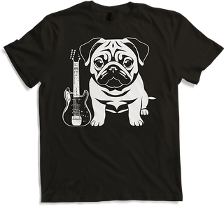 Produktbild von T-Shirt Mops mit E-Gitarre Musiker Lustiger Gitarrist
