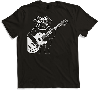 Produktbild von T-Shirt Mops mit E-Gitarre Musiker Lustiger Gitarrist
