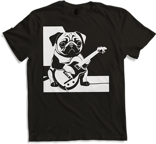 Produktbild von T-Shirt Mops mit E-Gitarre Musiker Lustiger Gitarrist