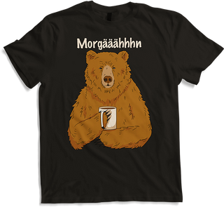 Produktbild von T-Shirt Morgääähhhn Morgenmuffel Spruch Müder Bär mit Kaffee Sprüche