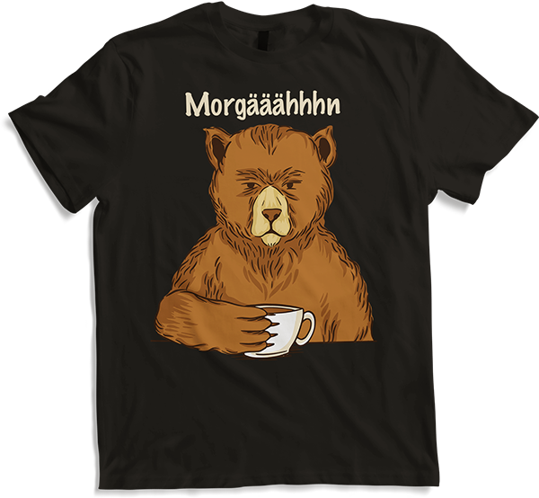 Produktbild von T-Shirt Morgääähhhn Morgenmuffel Spruch Müder Bär mit Kaffee Sprüche