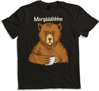 Produktbild von T-Shirt Morgääähhhn Morgenmuffel Spruch Müder Bär mit Kaffee Sprüche