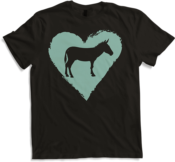 Produktbild von T-Shirt Niedliche Esel-Silhouette im Herz für Esel-Liebhaber