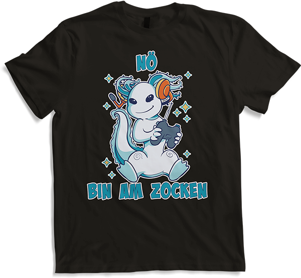 Produktbild von T-Shirt Nö bin am zocken Nerd Axolotl PC Computer Games Gamer