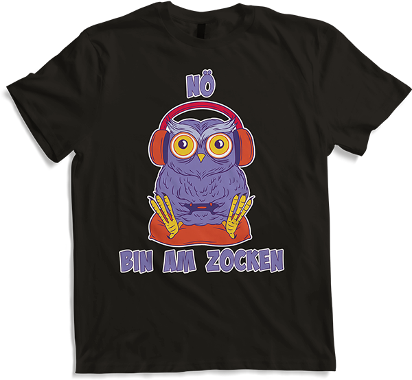 Produktbild von T-Shirt Nö bin am zocken Nerd Eule PC Computer Games Gamer