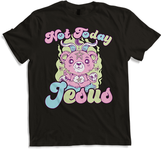 Produktbild von T-Shirt Not Today Jesus Witzig Kawaii Bär Satan Teufel Baphomet