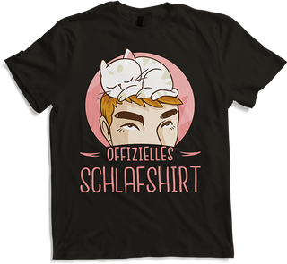 Produktbild von T-Shirt Offizielles Schlafshirt Pyjama Kätzchen auf Kopf Spruch Katz