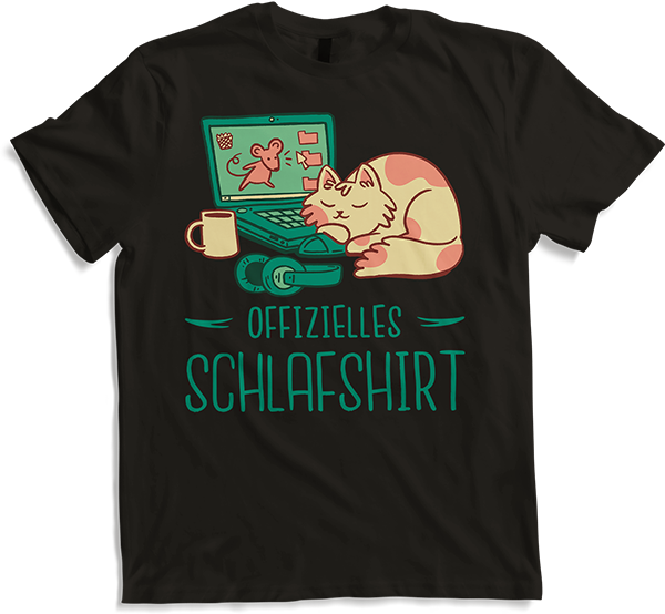 Produktbild von T-Shirt Offizielles Schlafshirt Pyjama Katzen Spruch Computer Katze