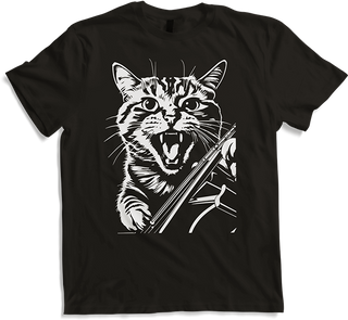 Produktbild von T-Shirt Schreiende Katze Musiker spielt Kontrabass