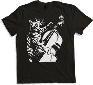 Produktbild von T-Shirt Schreiende Katze Musiker spielt Kontrabass