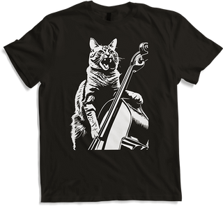 Produktbild von T-Shirt Schreiende Katze Musiker spielt Kontrabass