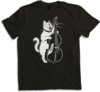 Produktbild von T-Shirt Schreiende Katze Musiker spielt Kontrabass