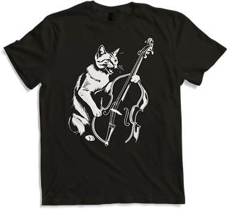 Produktbild von T-Shirt Schreiende Katze Musiker spielt Kontrabass