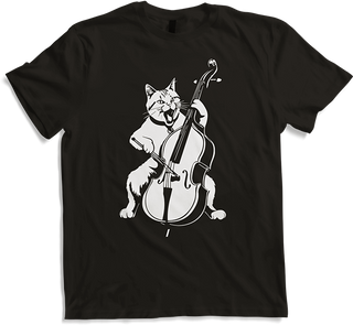 Produktbild von T-Shirt Schreiende Katze Musiker spielt Kontrabass