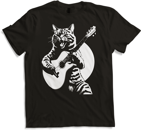 Produktbild von T-Shirt Schreiende Katze Musiker spielt akustische Gitarre