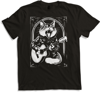 Produktbild von T-Shirt Schreiende Katze Musiker spielt akustische Gitarre