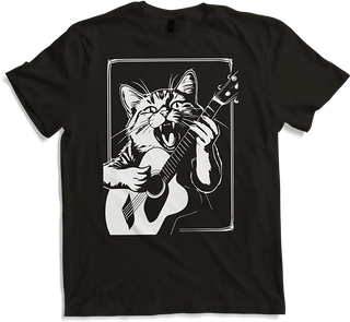 Produktbild von T-Shirt Schreiende Katze Musiker spielt akustische Gitarre
