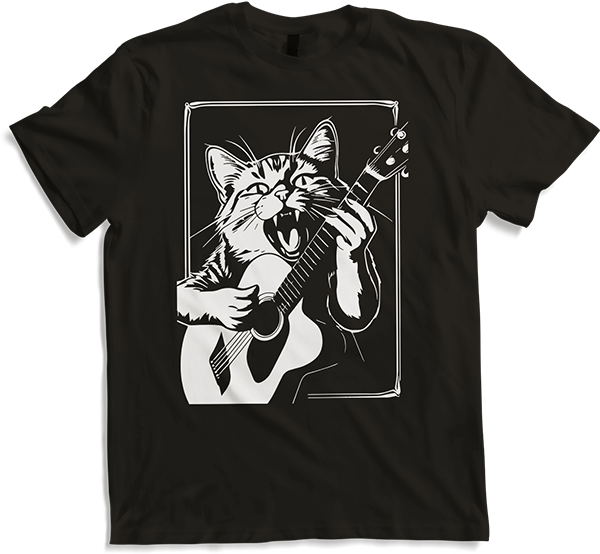 Produktbild von T-Shirt Schreiende Katze Musiker spielt akustische Gitarre
