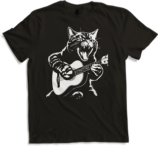 Produktbild von T-Shirt Schreiende Katze Musiker spielt akustische Gitarre