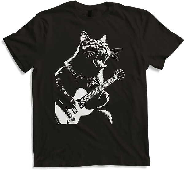 Produktbild von T-Shirt Schreiende Katze Musiker spielt akustische Gitarre