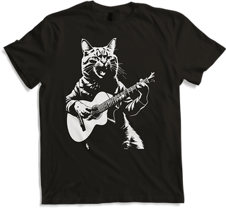 Produktbild von T-Shirt Schreiende Katze Musiker spielt akustische Gitarre