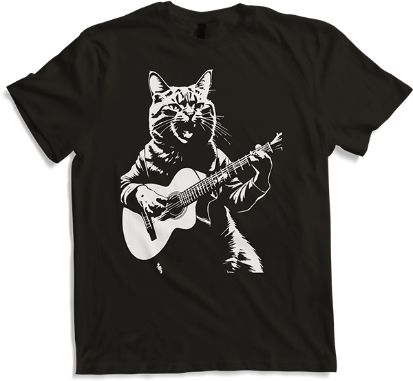 Produktbild von T-Shirt Schreiende Katze Musiker spielt akustische Gitarre