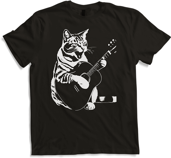 Produktbild von T-Shirt Schreiende Katze Musiker spielt akustische Gitarre