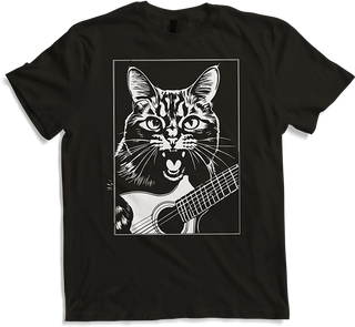 Produktbild von T-Shirt Schreiende Katze Musiker spielt akustische Gitarre