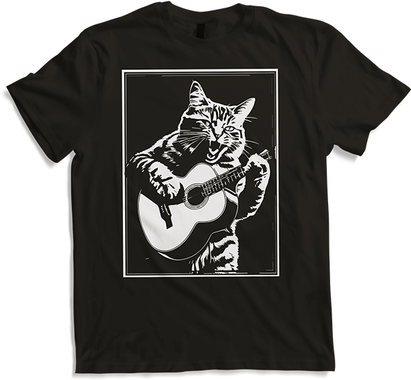 Produktbild von T-Shirt Schreiende Katze Musiker spielt akustische Gitarre