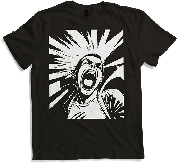 Produktbild von T-Shirt Schreiender Punkrocker mit mohican Anarchy Punk
