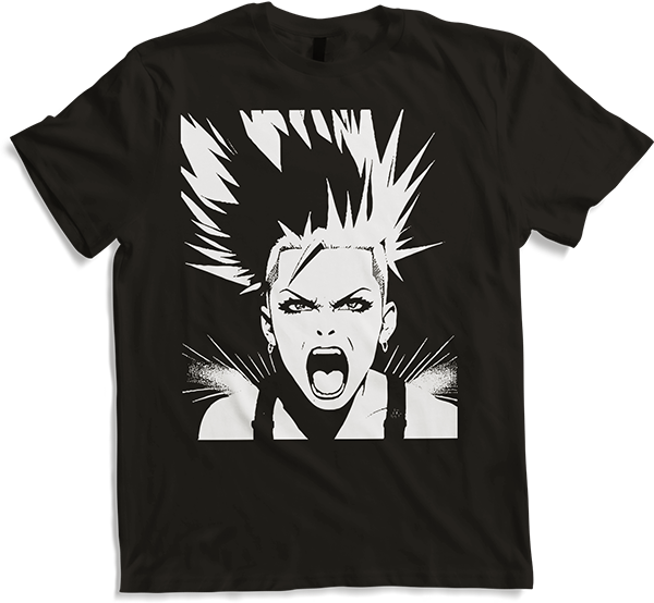 Produktbild von T-Shirt Schreiender Punkrocker mit mohican Anarchy Punk