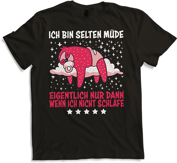 Produktbild von T-Shirt Selten Müde Schlafen Baby Faultier Sprüche Sarkastisches