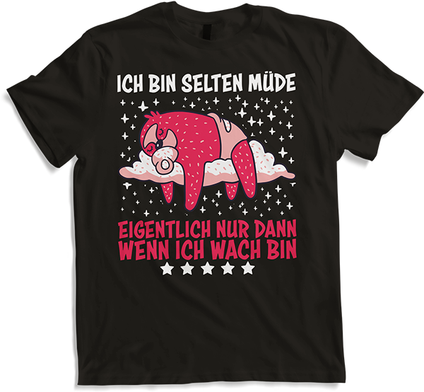 Produktbild von T-Shirt Selten Müde Schlafen Baby Faultier Sprüche Sarkastisches