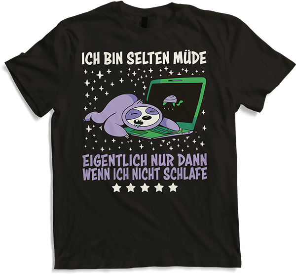 Produktbild von T-Shirt Selten Müde Schlafen Lustige Faultier Sprüche Sarkastisches