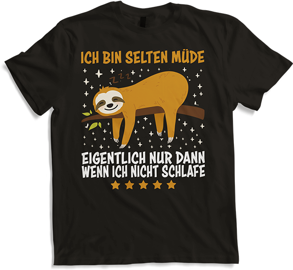 Produktbild von T-Shirt Selten Müde Schlafen Lustige Faultier Sprüche Sarkastisches