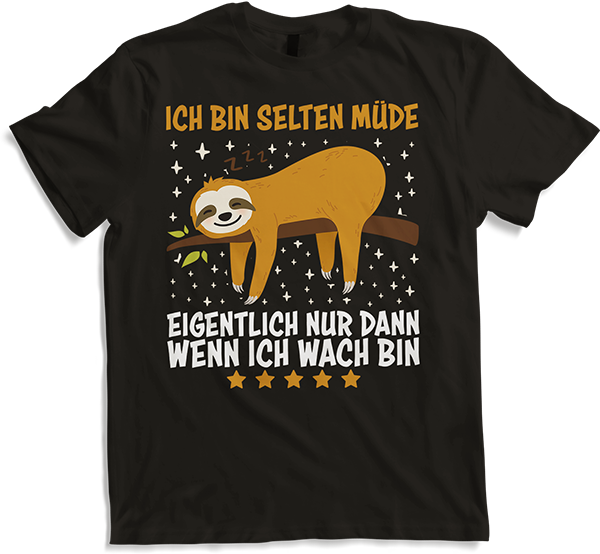 Produktbild von T-Shirt Selten Müde Schlafen Lustige Faultier Sprüche Sarkastisches