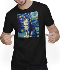Produktbild von T-Shirt mit Mann Surreal Impressionistische Katze Impressionismus Katzen Kunst
