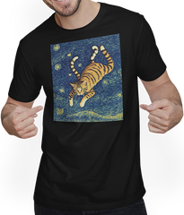 Produktbild von T-Shirt mit Mann Surreal Impressionistische Katze Impressionismus Katzen Kunst