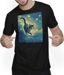 Produktbild von T-Shirt mit Mann Surreal Impressionistische Katze Impressionismus Katzen Kunst