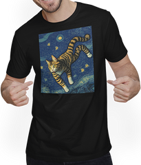 Produktbild von T-Shirt mit Mann Surreal Impressionistische Katze Impressionismus Katzen Kunst